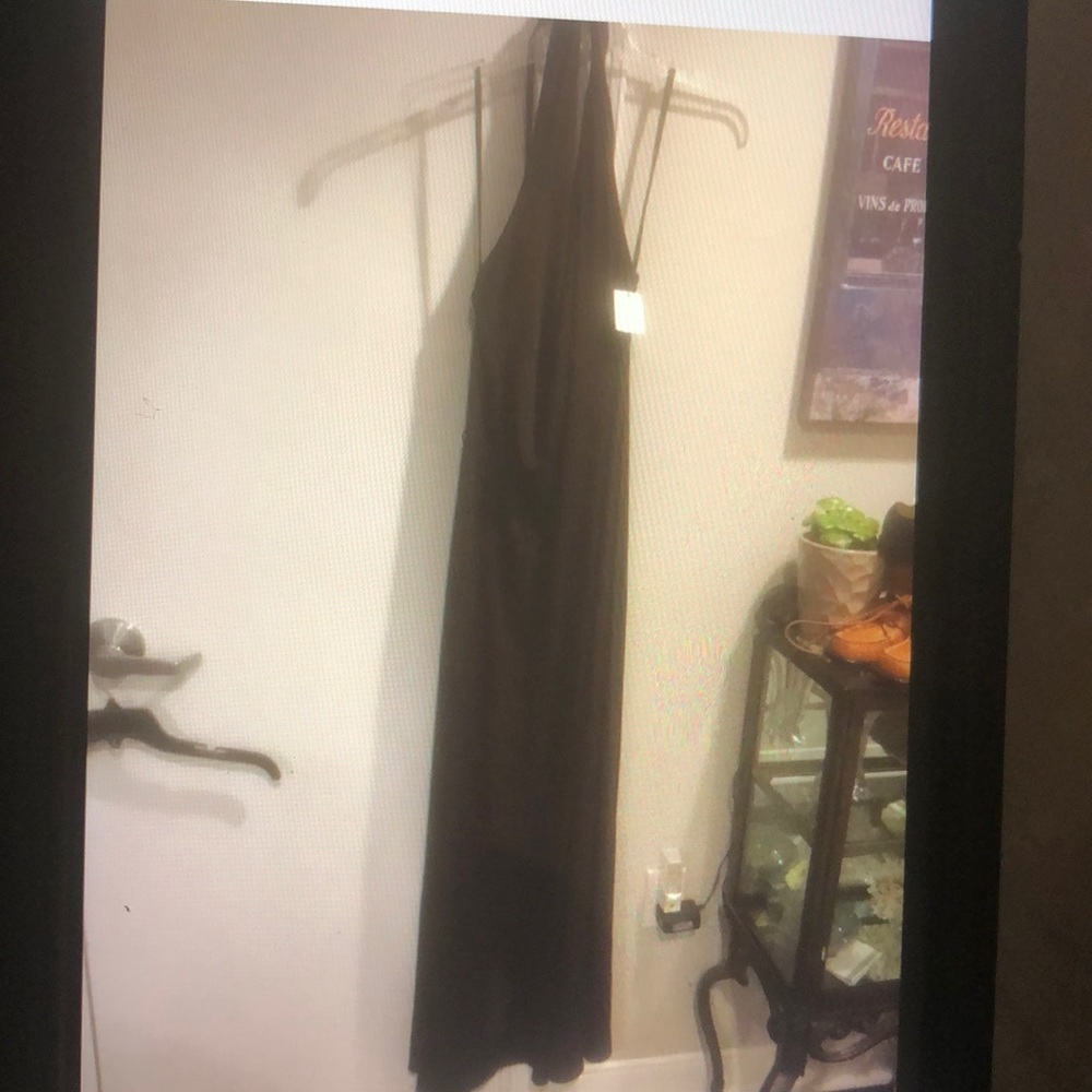 Calvin Klein dress long jersey brown cowl 10